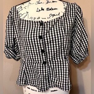 Kay + Jay Black and White checkered blouse Plus Size XL